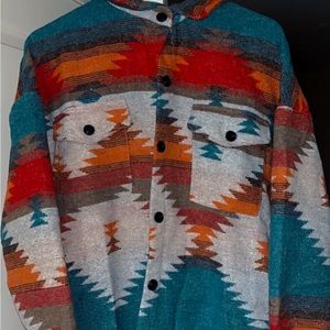 Aztec button up shacket